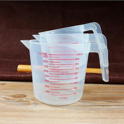 3Pcs Baking Liquid Measuring Cups – Plastic PVC Scale Volume Beaker Set Kitchen Measuring Tools
