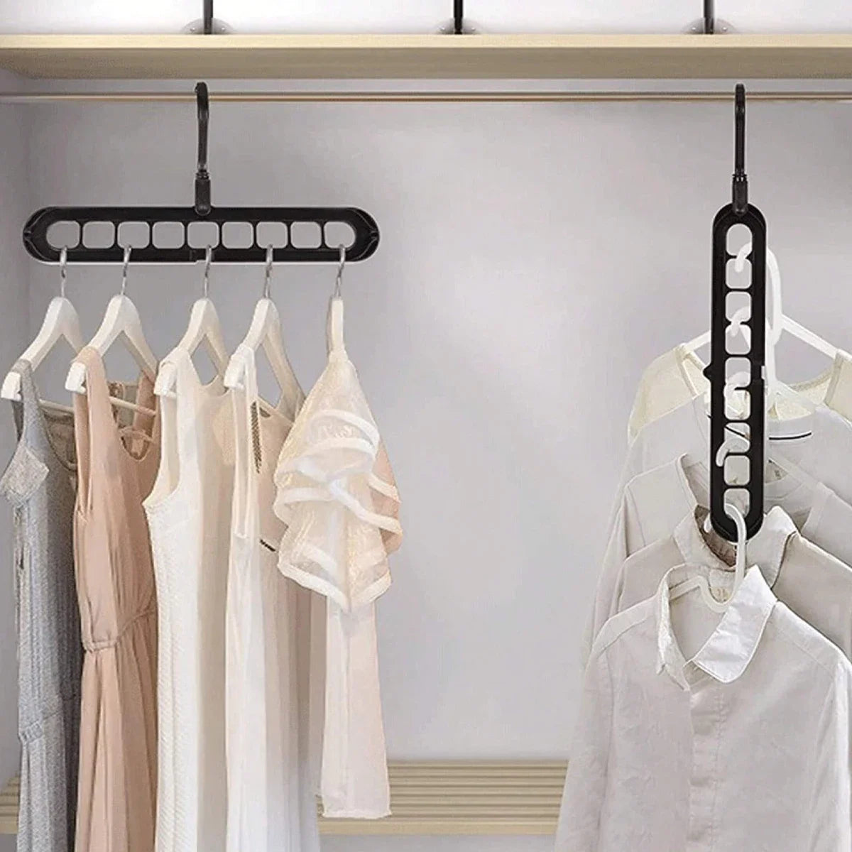 Solid Wood Multi-Hook Clothes Hanger – Vintage Wooden Organizer with 8 Hooks for Underwear & Accessories