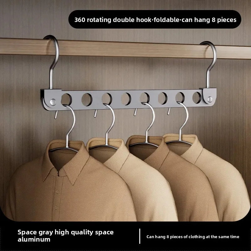 Foldable Rotatable Magic Clothes Hanger Organizer – Multi-Hole Metal Wardrobe Space Saver Hook