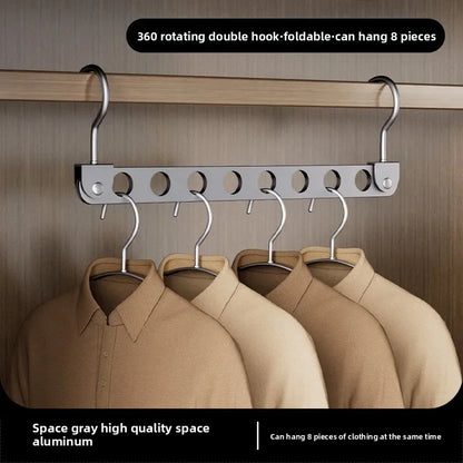 Foldable Rotatable Magic Clothes Hanger Organizer – Multi-Hole Metal Wardrobe Space Saver Hook