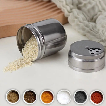 Multi-Purpose Stainless Steel Seasoning Jar – Salt Sugar Bottle with Rotating Cover Spice Pepper Shaker