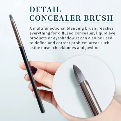 Premium Foundation and Concealer Brush Set, Dense Blending Contour and Blusher Makeup Brushes with Wooden Handle, Flawless Under-Eye Face Brush Set