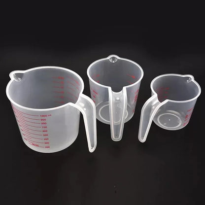 3Pcs Baking Liquid Measuring Cups – Plastic PVC Scale Volume Beaker Set Kitchen Measuring Tools