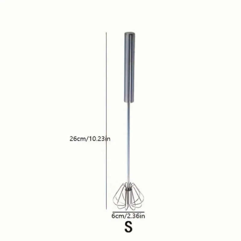 Stainless Steel Semi-Automatic Egg Beater, Hand Push Mixer for Egg, Cream and Baking Mixing