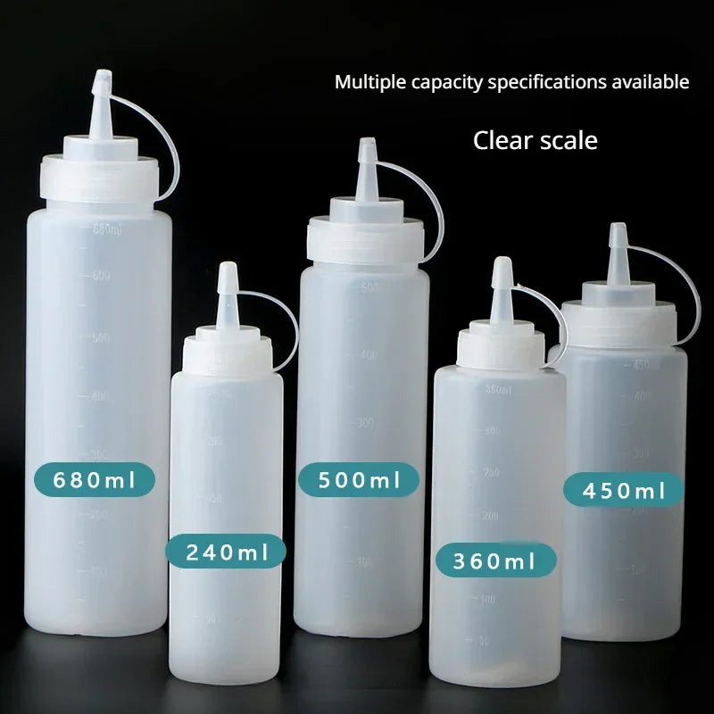 Large Squeeze Condiment Bottles with Nozzles – Ketchup, BBQ Sauce, Olive Oil Dispenser Squeeze Bottles Kitchen Gadget