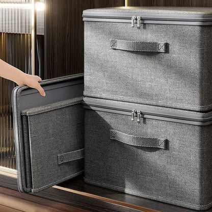 Foldable Cationic Fabric Storage Box with Soft Lid – Multi-Purpose Organizer Bin for Clothes & Toys
