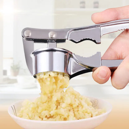 Stainless Steel Garlic Press Crusher & Mincer, Manual Garlic Smasher Squeezer Kitchen Grinding Tool
