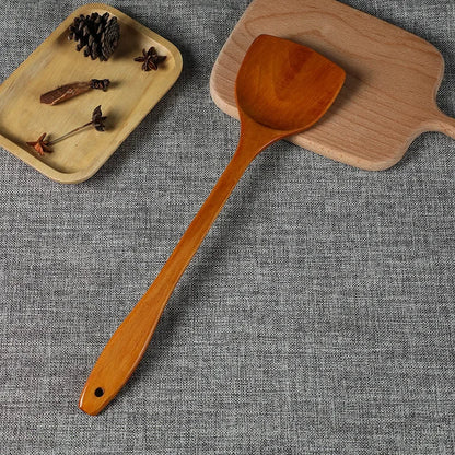 Bamboo Wood Spatula 39cm – Long Handle Wooden Cooking Spatula Safe for Non-Stick Pans