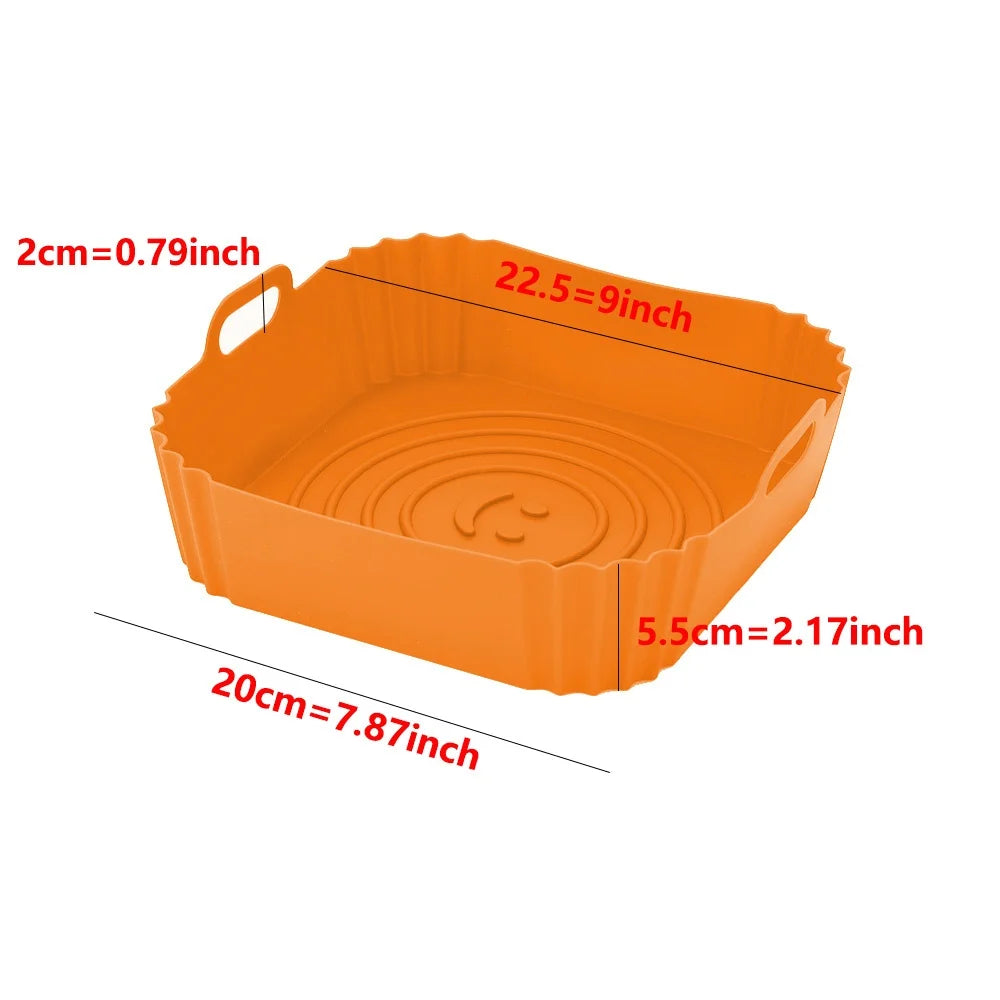 Reusable Silicone Air Fryer Pan Liner – Non-Stick Airfryer Oven Baking Tray for Pizza and Chicken
