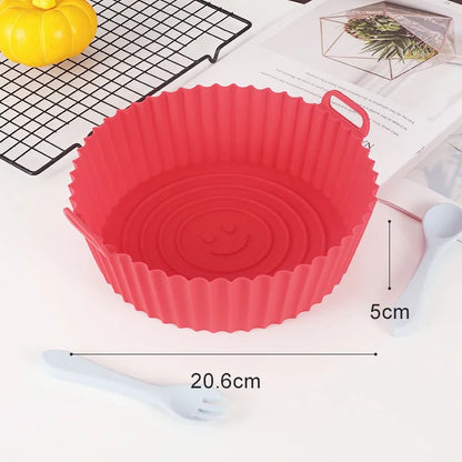 Reusable Silicone Air Fryer Pan Liner – Non-Stick Airfryer Oven Baking Tray for Pizza and Chicken