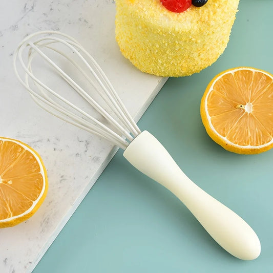 White Manual Silicone Whisk – Hand-Held Baking and Mixing Tool Kitchen Cooking Utensil