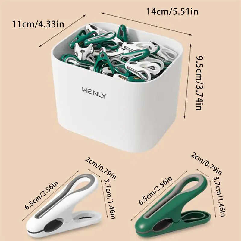 12–36PCS Plastic Clothes Pins with Storage Box, Multi-Purpose Laundry & Food Clips