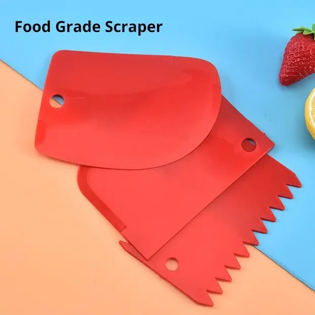 Plastic Dough Scraper Set, 3-Piece Thickened Baking & Cream Decorating Scrapers for Dough, Pastry and Cake