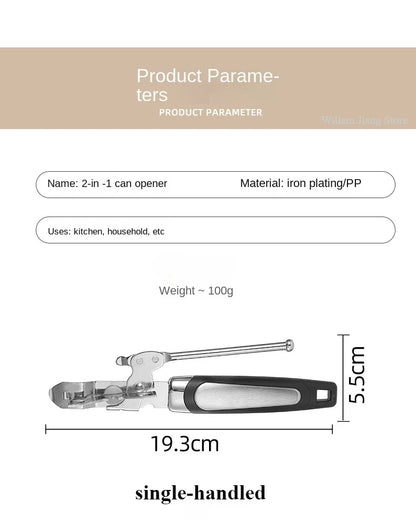 Professional Manual Can Opener – Multifunctional Stainless Steel Can and Bottle Opener Kitchen Gadget