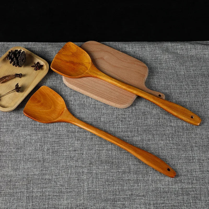 Bamboo Wood Spatula 39cm – Long Handle Wooden Cooking Spatula Safe for Non-Stick Pans