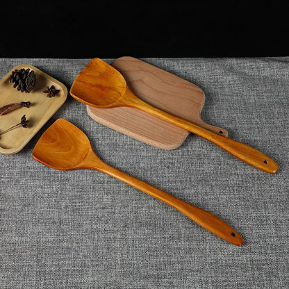 Bamboo Wood Spatula 39cm – Long Handle Wooden Cooking Spatula Safe for Non-Stick Pans