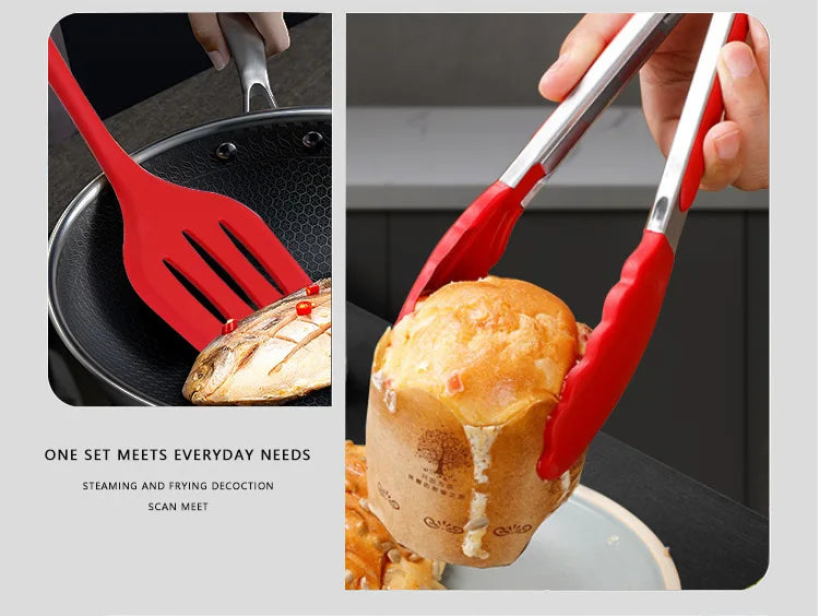 10PCS Silicone Kitchen Utensil Set, Heat-Resistant Cooking & Baking Tools, Non-Stick Spatula Spoon Scraper Set