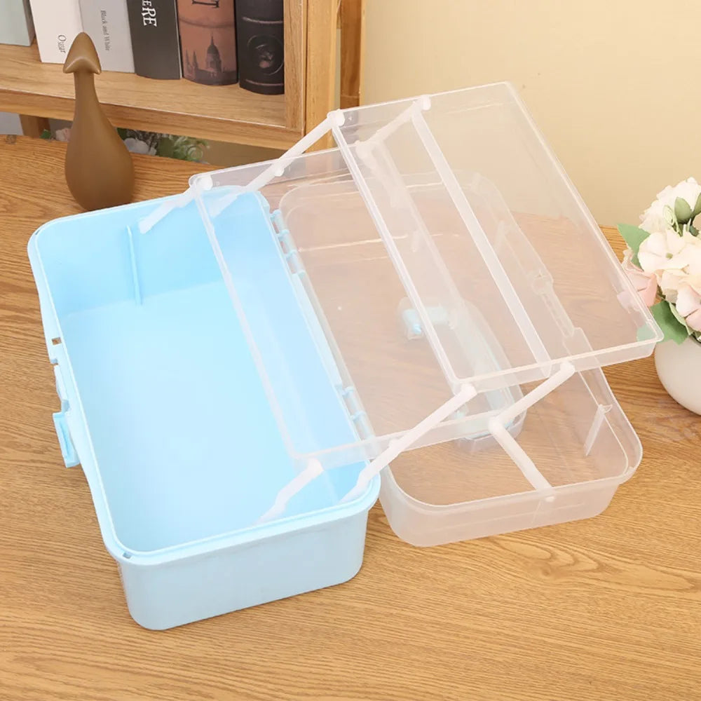 2/3 Layer Large Capacity Foldable Storage Box, Multifunctional Plastic Organizer for Makeup, Jewelry, Hairpins & Nail Art