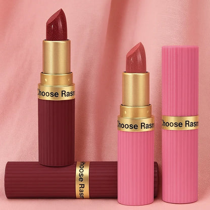 CHOOSE RASME Pearlescent Pink Glitter Velvet Lipstick, Metallic Matte Shimmer Waterproof Long-Lasting Moisturizing Diamond Lipstick, 3.5g