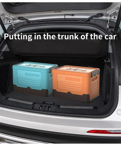 Foldable Plastic Storage Box with Lid, Large Capacity Multifunctional Organizer for Home Goods & Space-Saving Storage