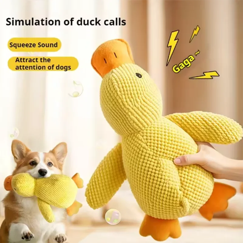 Plush Duck Dog Toy with Hugging Design, Interactive Comfort Chew and Sleep Companion for Puppies and Small Dogs, Soft Yellow Duck Pet Toy