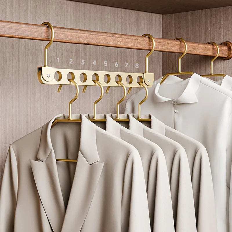 Foldable Rotatable Magic Clothes Hanger Organizer – Multi-Hole Metal Wardrobe Space Saver Hook