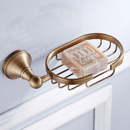 Luxury Solid Brass Bathroom Accessories Set, Antique Brass Towel Bar, Paper Holder, Towel Ring & Robe Hook