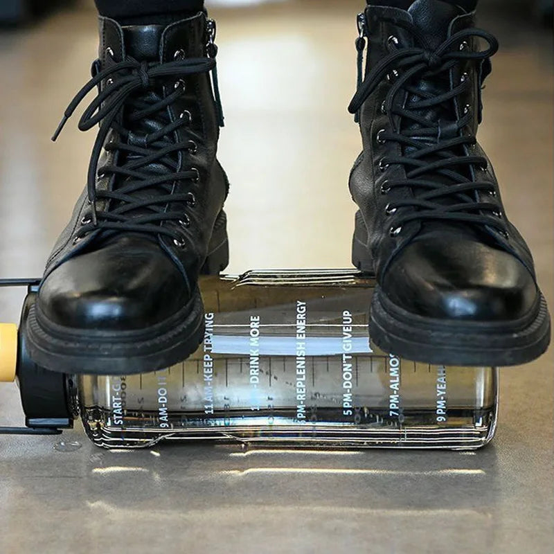 LUSQI Sports Water Bottle – Large Capacity Plastic Leak-Proof Bottle with Straw and Time Marker for Home and Outdoor Sports