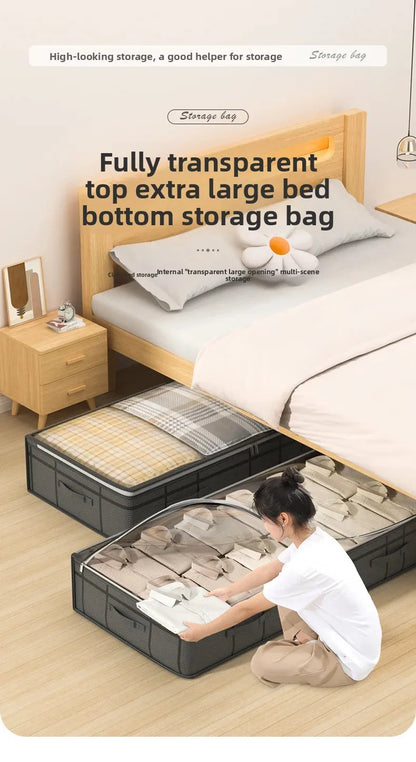 Large Underbed Storage Bag, Foldable Clothes & Quilt Organizer for Bedroom, Dorm & Wardrobe