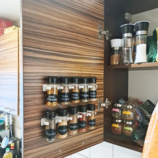 Plastic Spice Jars Seasoning Shaker Bottles, Kitchen Condiment Storage Containers for Salt, Pepper & Spices