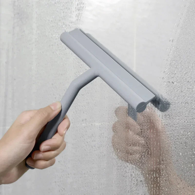 Shower Squeegee Window Glass Wiper – Silicone Scraper Cleaner Brush with Long Handle for Bathroom Mirrors