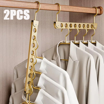 Foldable Rotatable Magic Clothes Hanger Organizer – Multi-Hole Metal Wardrobe Space Saver Hook