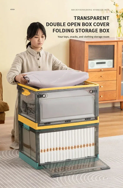 Foldable Storage Trunk, Large Capacity Transparent Storage Box for Wardrobe Clothes & Home Organization