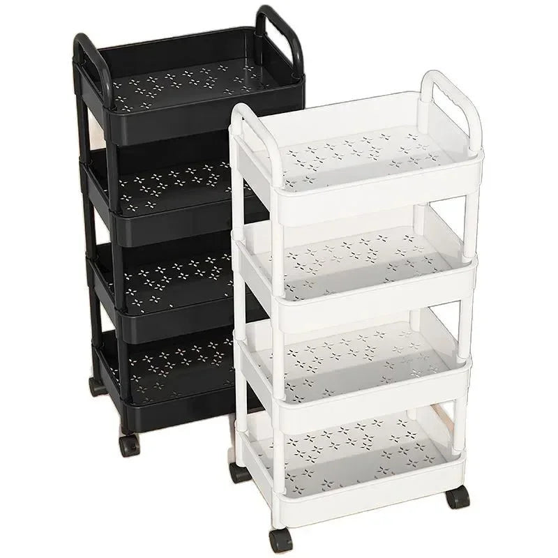 Multi-Functional Kitchen Storage Shelf – Mobile Floor-Standing Multi-Layer Trolley Rack for Snacks, Fruits & Vegetables