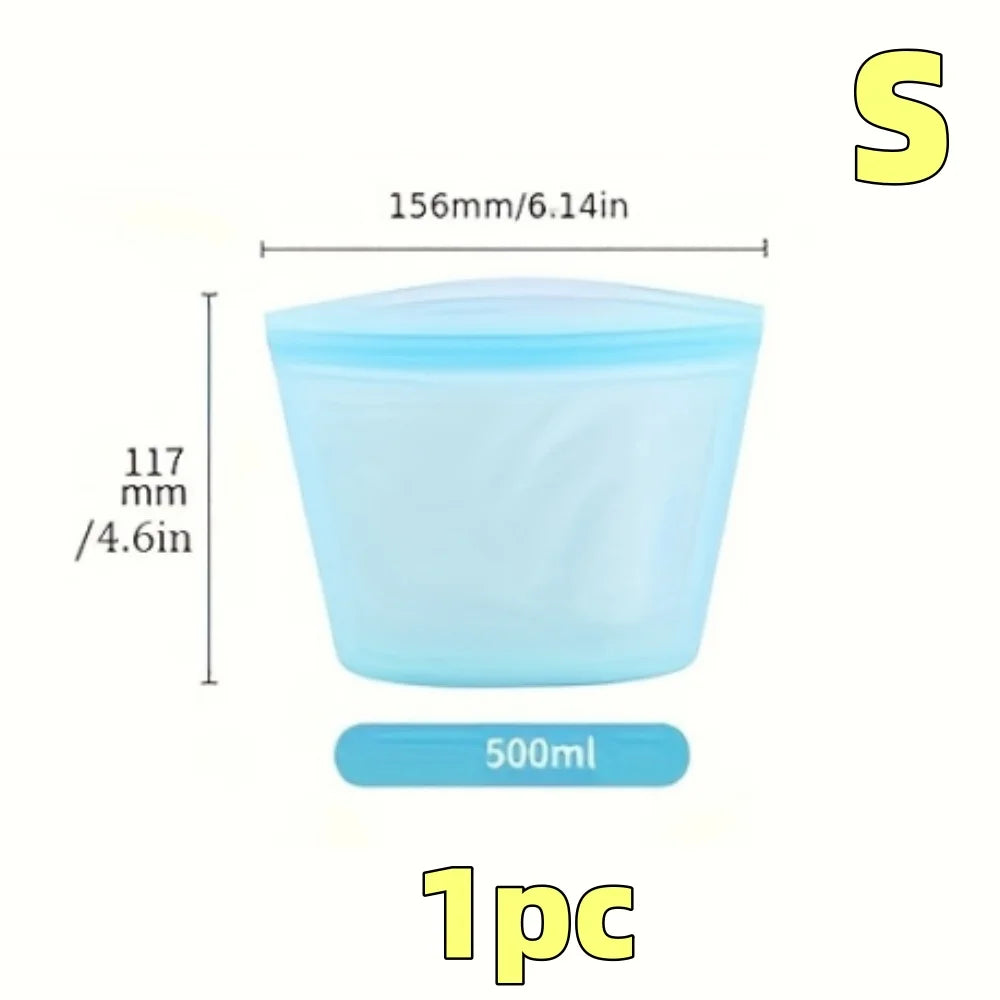 Silicone Food Containers – Reusable Leakproof Ziplock Storage Bags for Fridge and Freezer