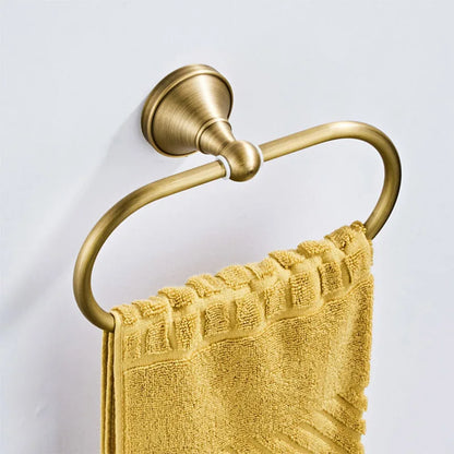 Luxury Solid Brass Bathroom Accessories Set, Antique Brass Towel Bar, Paper Holder, Towel Ring & Robe Hook