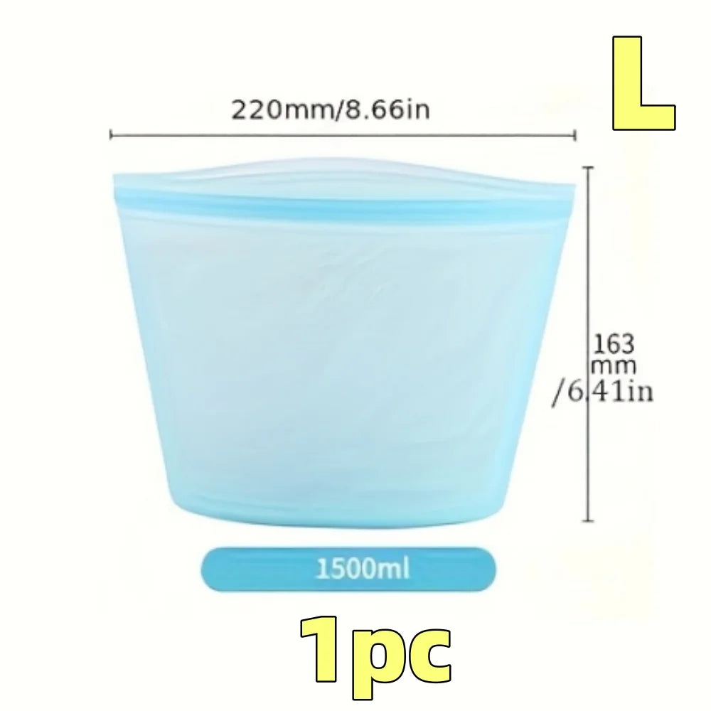 Silicone Food Containers – Reusable Leakproof Ziplock Storage Bags for Fridge and Freezer
