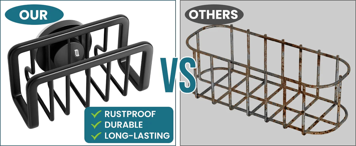 Sponge Holder for Kitchen Sink, Suction Cup Sink Organizer Rustproof Removable Sponge Caddy