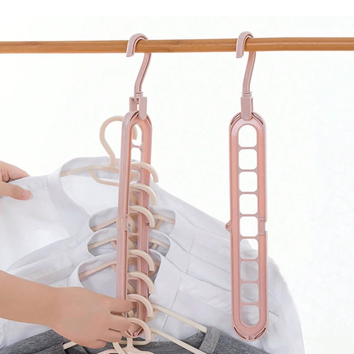 Solid Wood Multi-Hook Clothes Hanger – Vintage Wooden Organizer with 8 Hooks for Underwear & Accessories