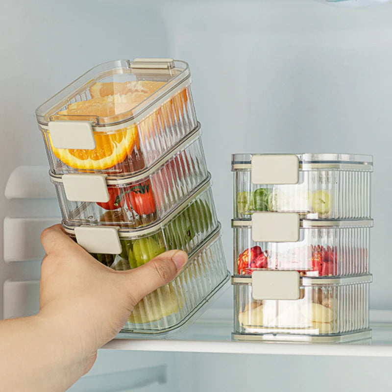 Sturdy Transparent Sealed Kitchen Storage Boxes, Large Capacity Stackable Food Storage Containers for Pantry & Kitchen Organization