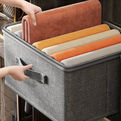 Foldable Cationic Fabric Storage Box with Soft Lid – Multi-Purpose Organizer Bin for Clothes & Toys