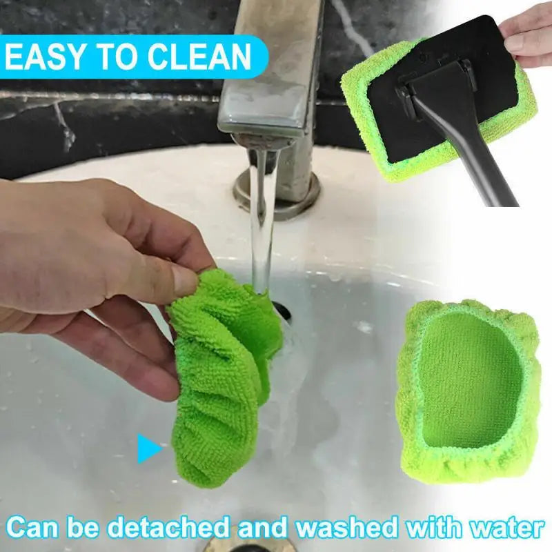 Car Window Cleaner Brush Kit – Windshield Cleaning Wash Tool Set with Long Handle Interior Auto Glass Wiper