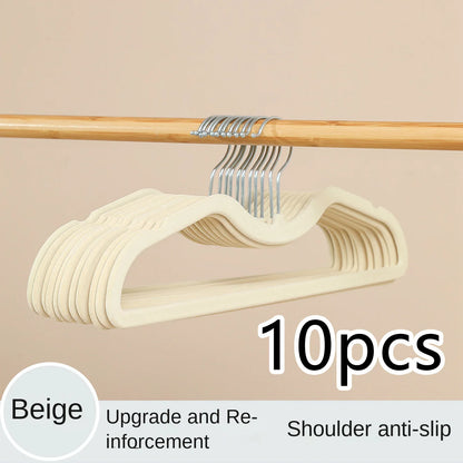 10PCS Flocking Plastic Clothes Hangers – Space-Saving Anti-Slip Short Neck Drying Hangers