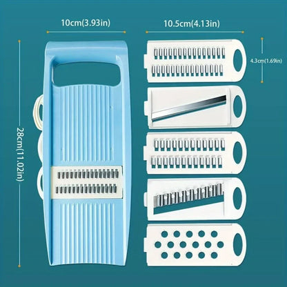 7-in-1 Mandoline Slicer for Kitchen, Multifunctional Food Slicer & Grater for Potatoes, Cheese, Vegetables, Carrots & Cucumbers