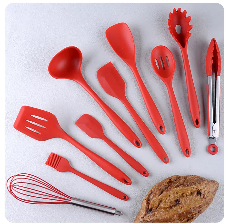 10PCS Silicone Kitchen Utensil Set, Heat-Resistant Cooking & Baking Tools, Non-Stick Spatula Spoon Scraper Set