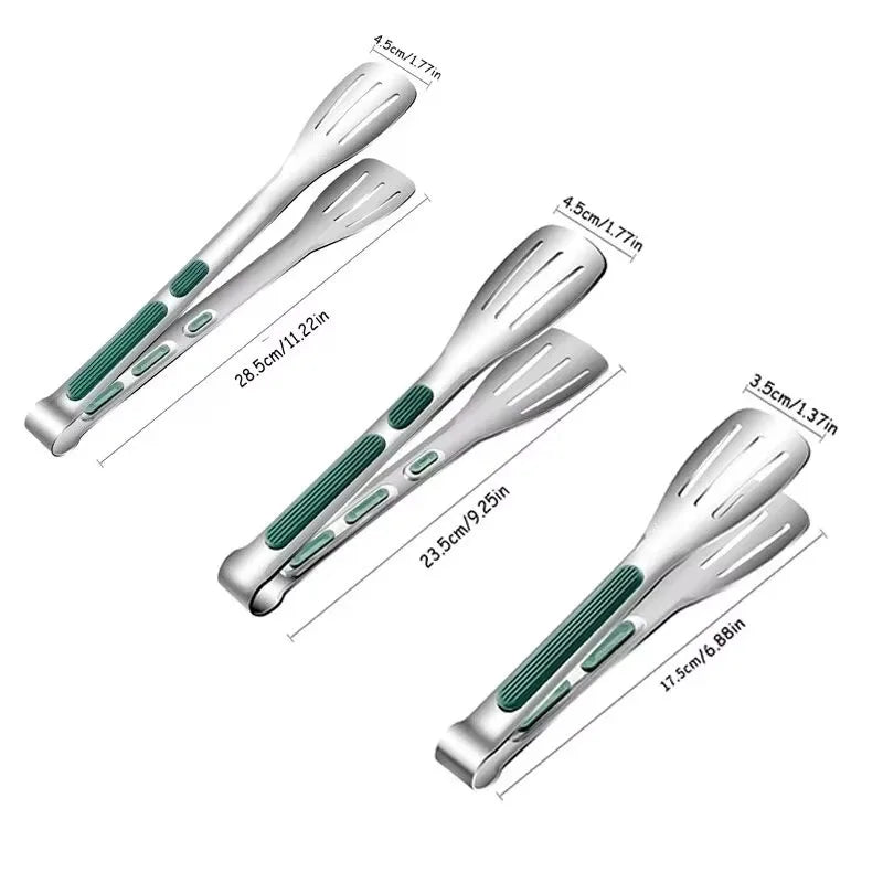 Stainless Steel Kitchen Tongs, Non-Slip Food Tongs for Cooking, BBQ, Salad, Bread and Buffet Serving