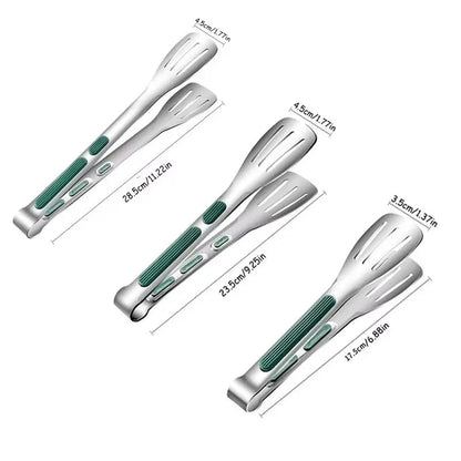 Stainless Steel Kitchen Tongs, Non-Slip Food Tongs for Cooking, BBQ, Salad, Bread and Buffet Serving