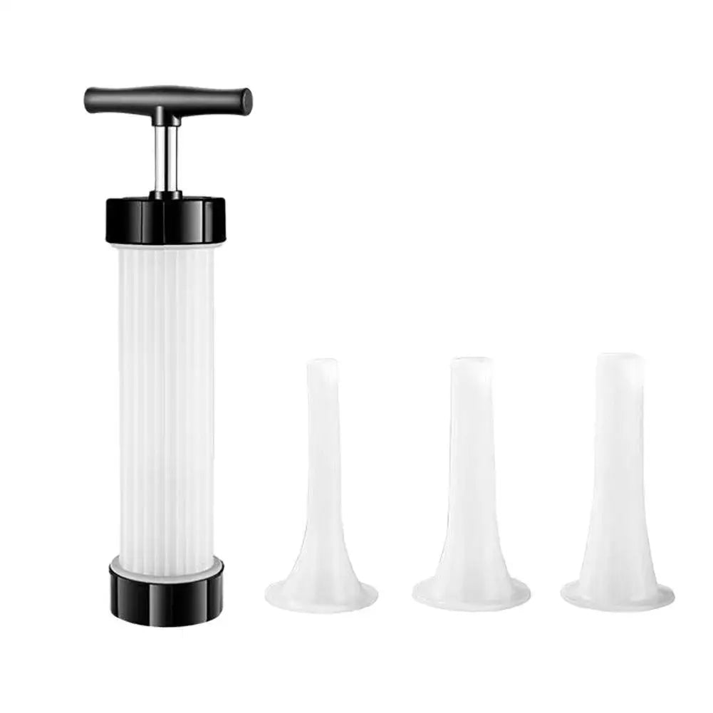 Portable Manual Sausage Maker Machine, Homemade Sausage Stuffing Press with 3 Funnels for Kitchen Use