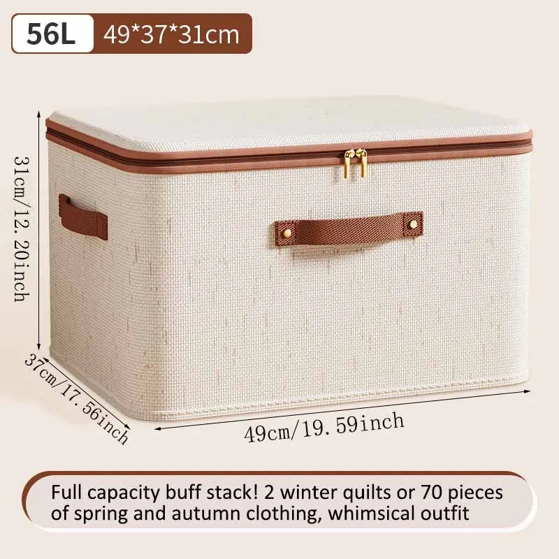 Zippered Storage Box with Lid – Large Capacity Foldable Clothing Organizer for Bedroom & Wardrobe