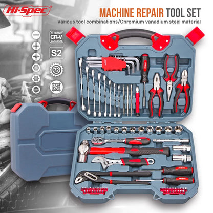 Hi-Spec Socket Wrench Set, 1/2" 3/8" 1/4" Drive Ratchet Tool Kit for Car and Home Repair